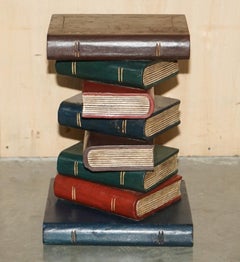 DECORATIVE FAUX STACK OF BOOKS SiDE TABLE WHICH HAS BEEN HAND PAINTED