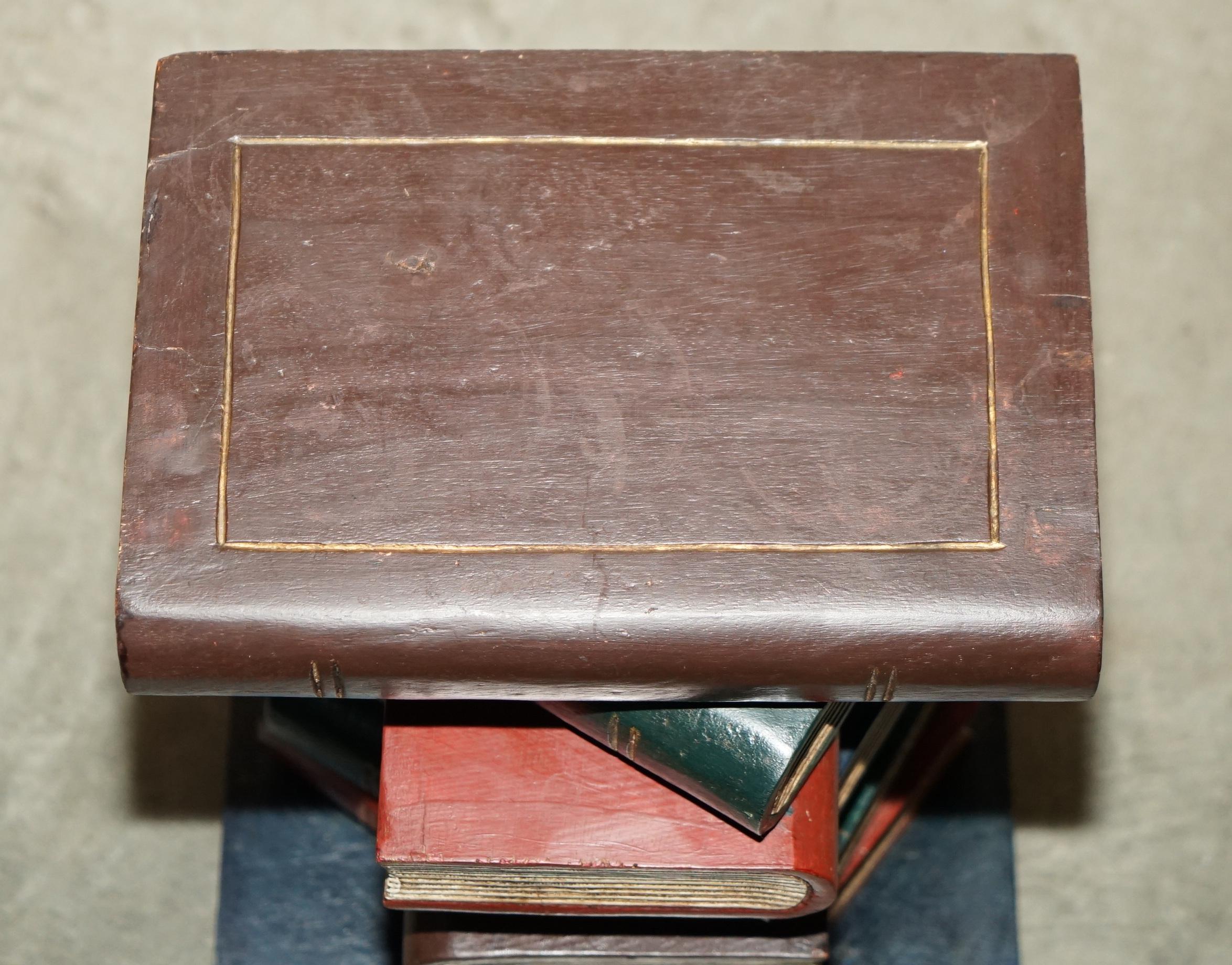 DECORATIVE FAUX STACK OF BOOKS SiDE TABLE WHICH HAS BEEN HAND PAINTED For Sale 2