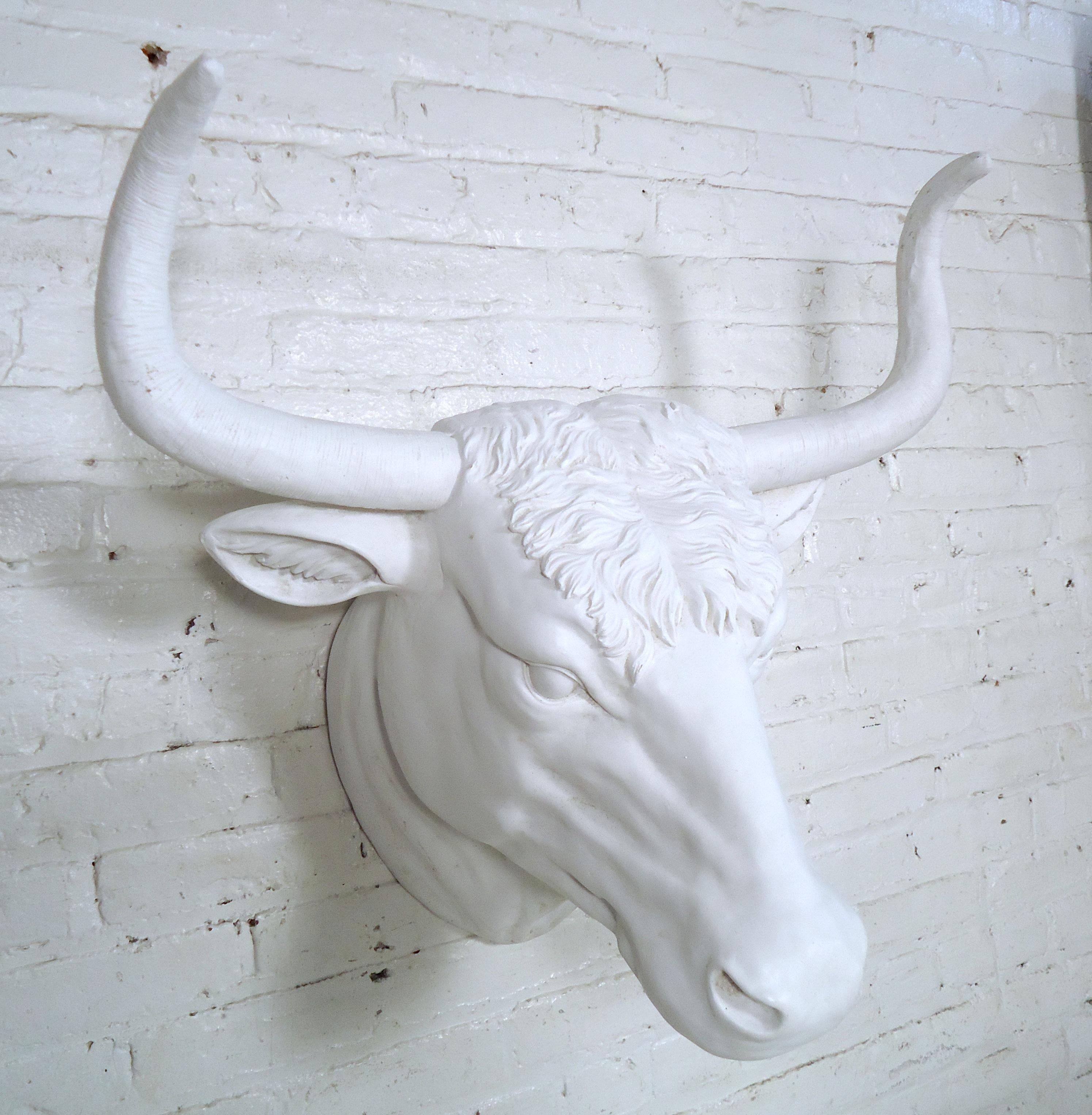 Mid-Century Modern Decorative Fiberglass Hanging Bull Head