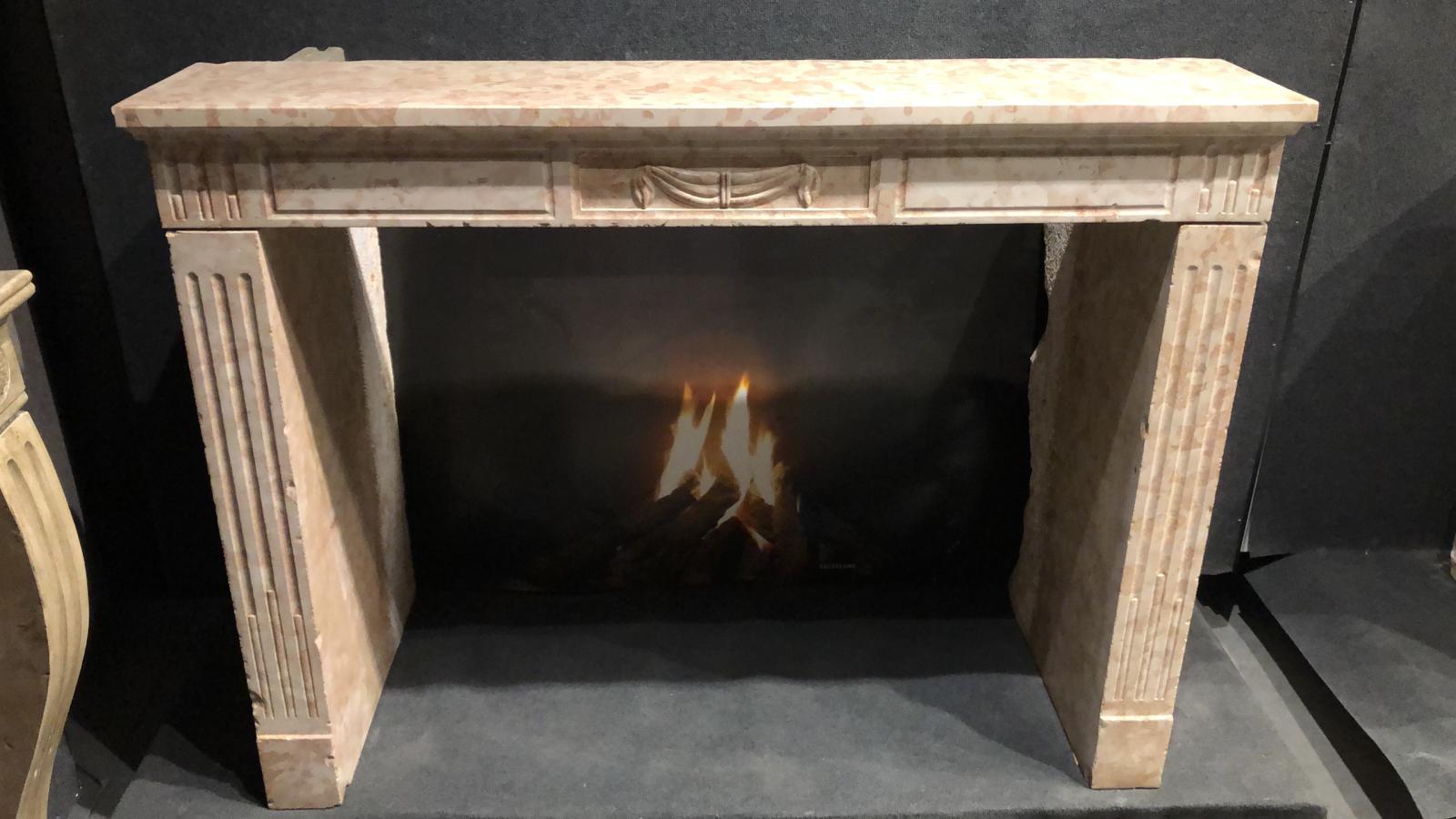 European Decorative Fireplace Mantel in the Style of Louis XVI For Sale