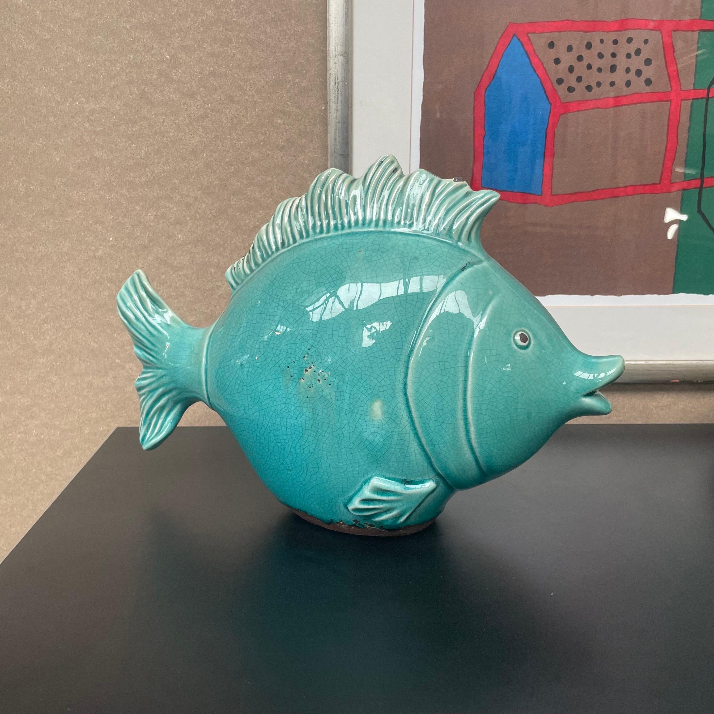 Decorative Fish in Glazed Ceramic  In Good Condition For Sale In Tilburg, NL