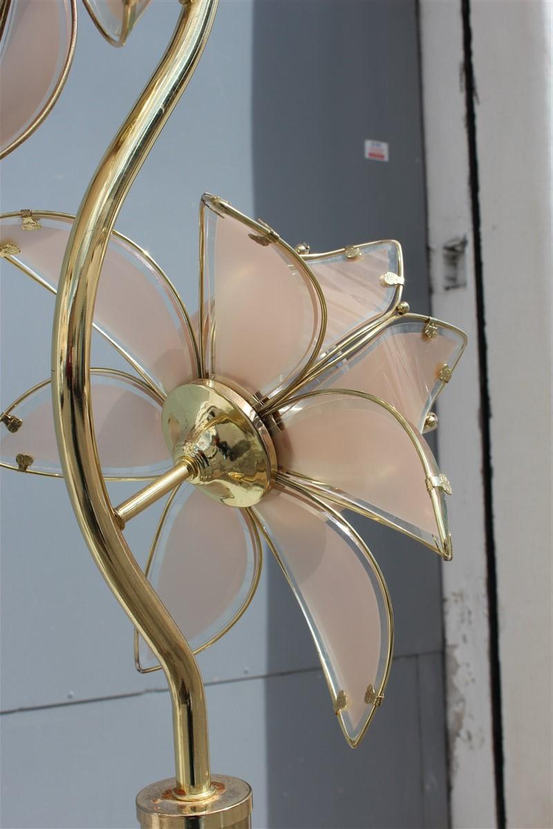 Dekorative Stehlampe Lotusblume Italienisches Design Gold Metall Kristall, 1970er Jahre im Zustand „Gut“ in Palermo, Sicily