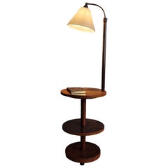 Lampada da terra decorativa con tavolo a tre livelli, Funkis svedese, anni '40, ricablata.