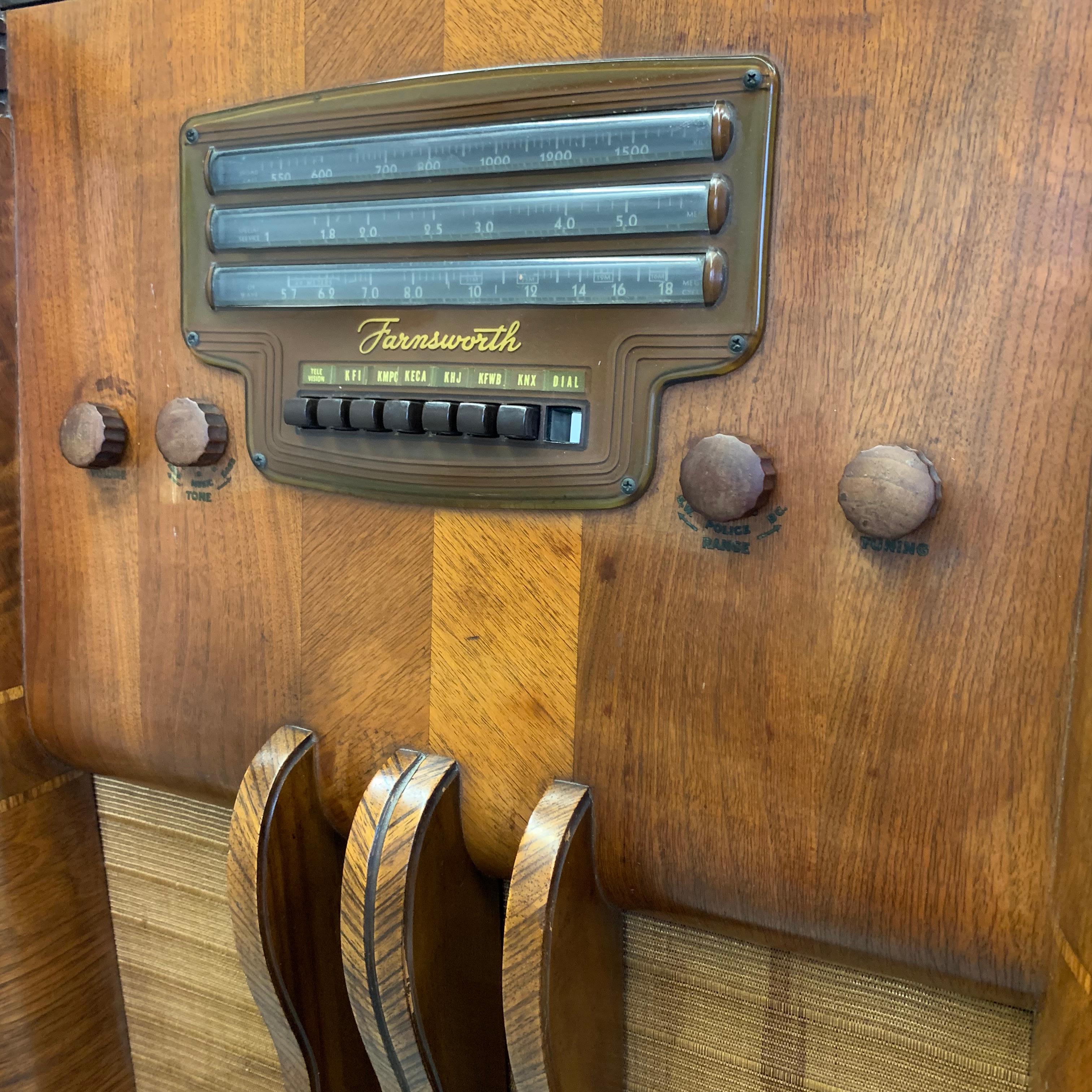 Mid-Century Modern Vintage Floor Radio by Farnsworth Television and Radio Corp