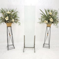 Decorative Floral Scene Theme Molded Glass Panel w/ Wrought Iron Stand Base MINT