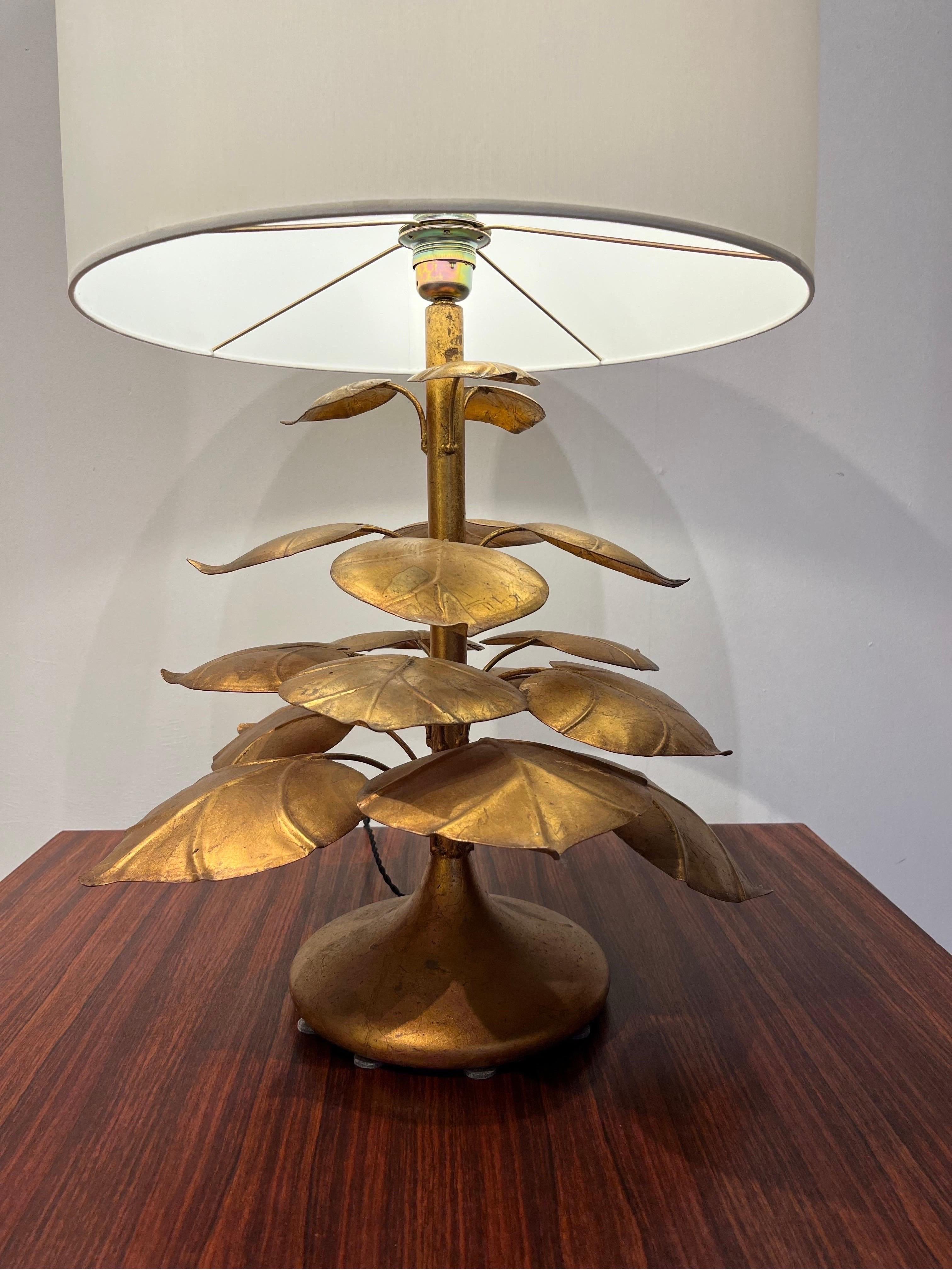 Metal Decorative Floral Table Lamp, 1960s, Italy For Sale