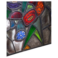 Decorative Flower Stained Glass Window by the Dutch Artist Joop Van den Broek
