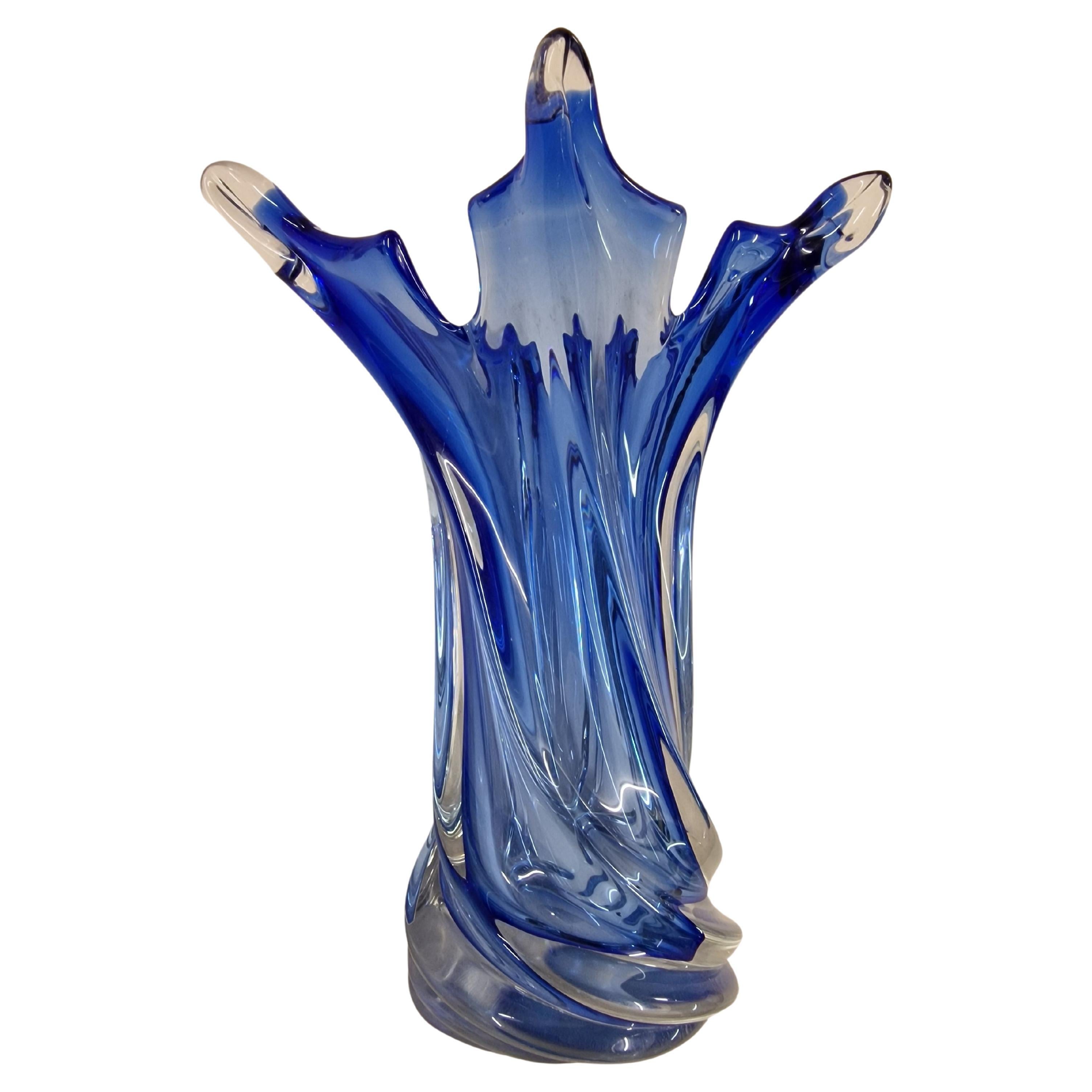 Decorative flower vase, Murano art glass, blown glass, 1970s Murano Venice Italy