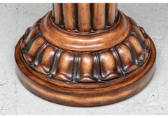 Decorative Fluted Pedestal Table with Inlaid Compass Motif Top