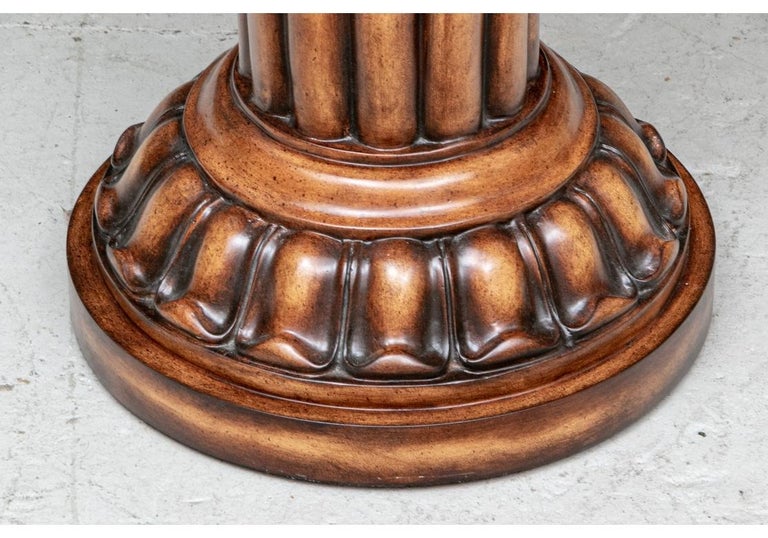 Decorative Fluted Pedestal Table with Inlaid Compass Motif Top For Sale