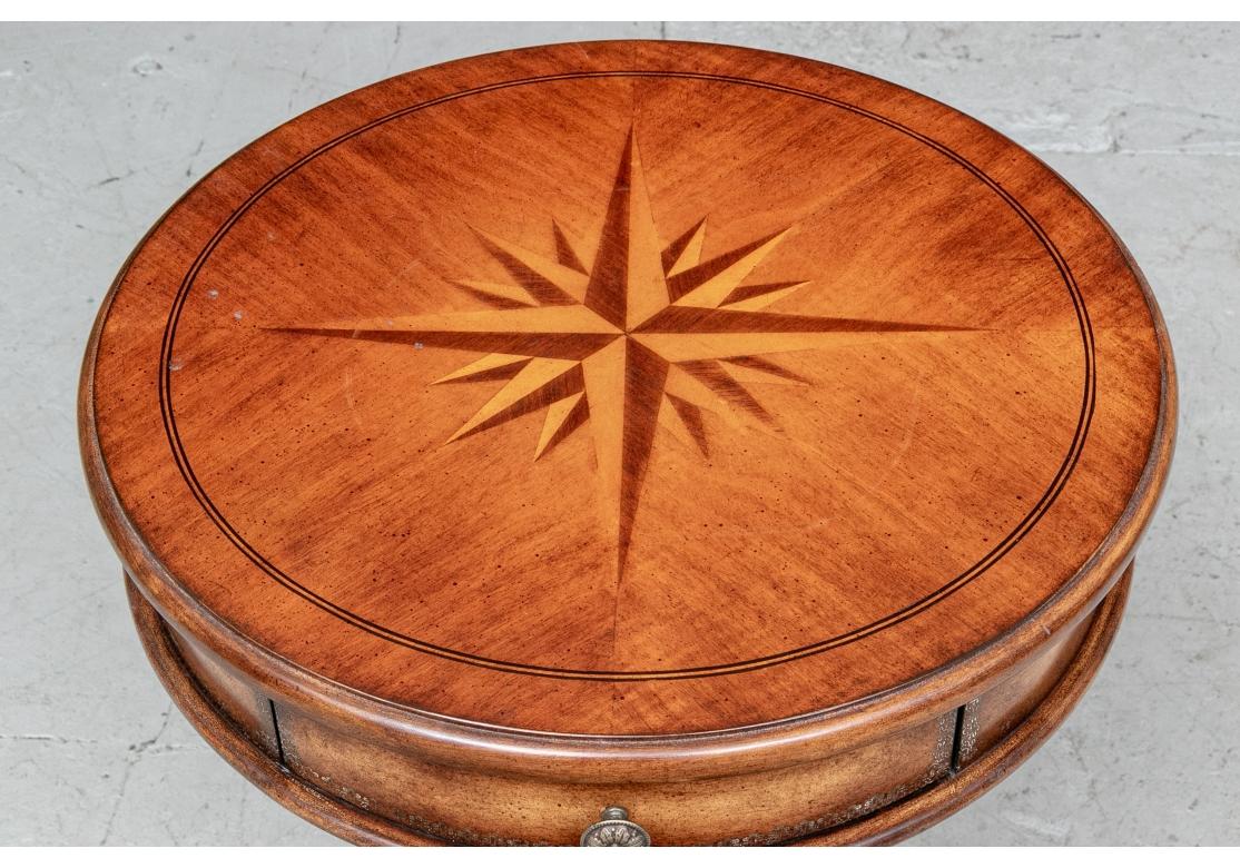 Georgian Decorative Fluted Pedestal Table with Inlaid Compass Motif Top For Sale