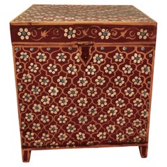 Decorative Folk Art Painted Storage Box, Occasional Table
