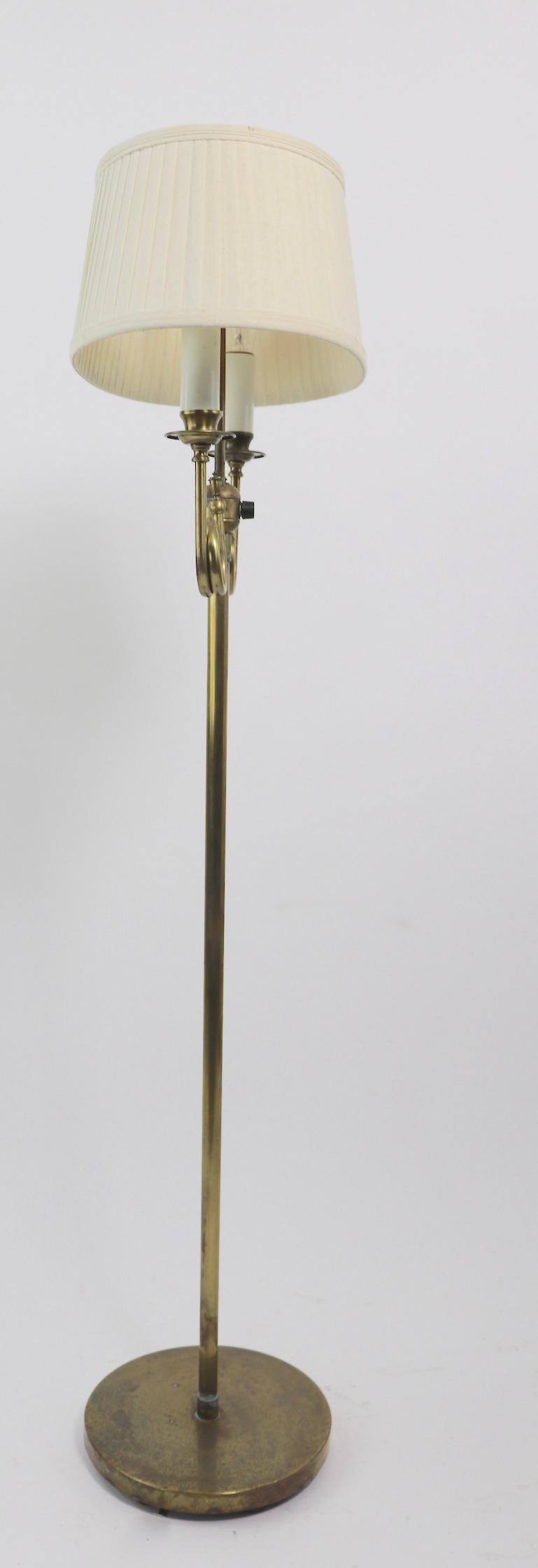 Decorative Formal Style Brass 2-Light Floor Lamp For Sale 6