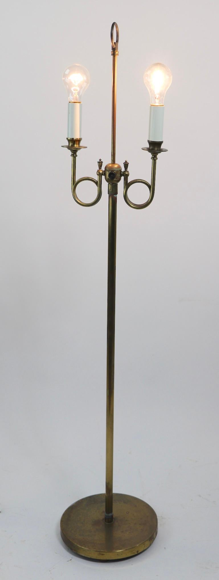 American Decorative Formal Style Brass 2-Light Floor Lamp For Sale