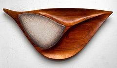 Dekoratives Freiform-Gefäß aus Nussbaum mit Keramik-Intarsien "Art" von Emil Milan, 1960er Jahre