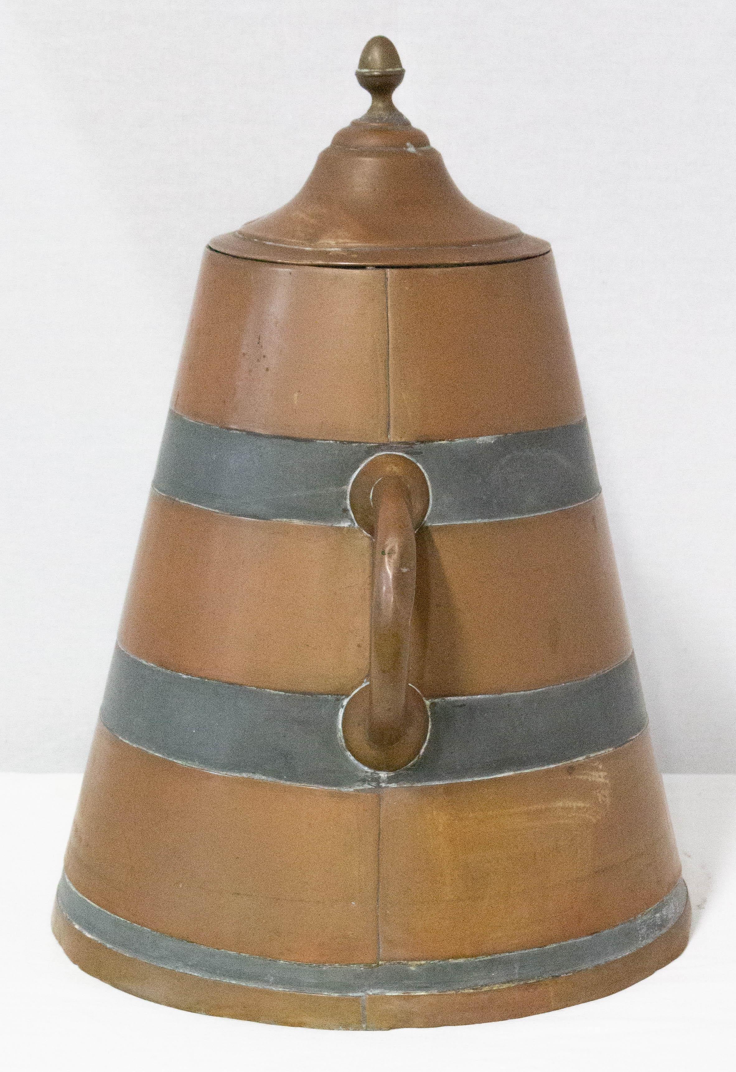 Neoclassical Decorative French Basque Water Holder Zinc and Copper Herrade, 19th Century For Sale