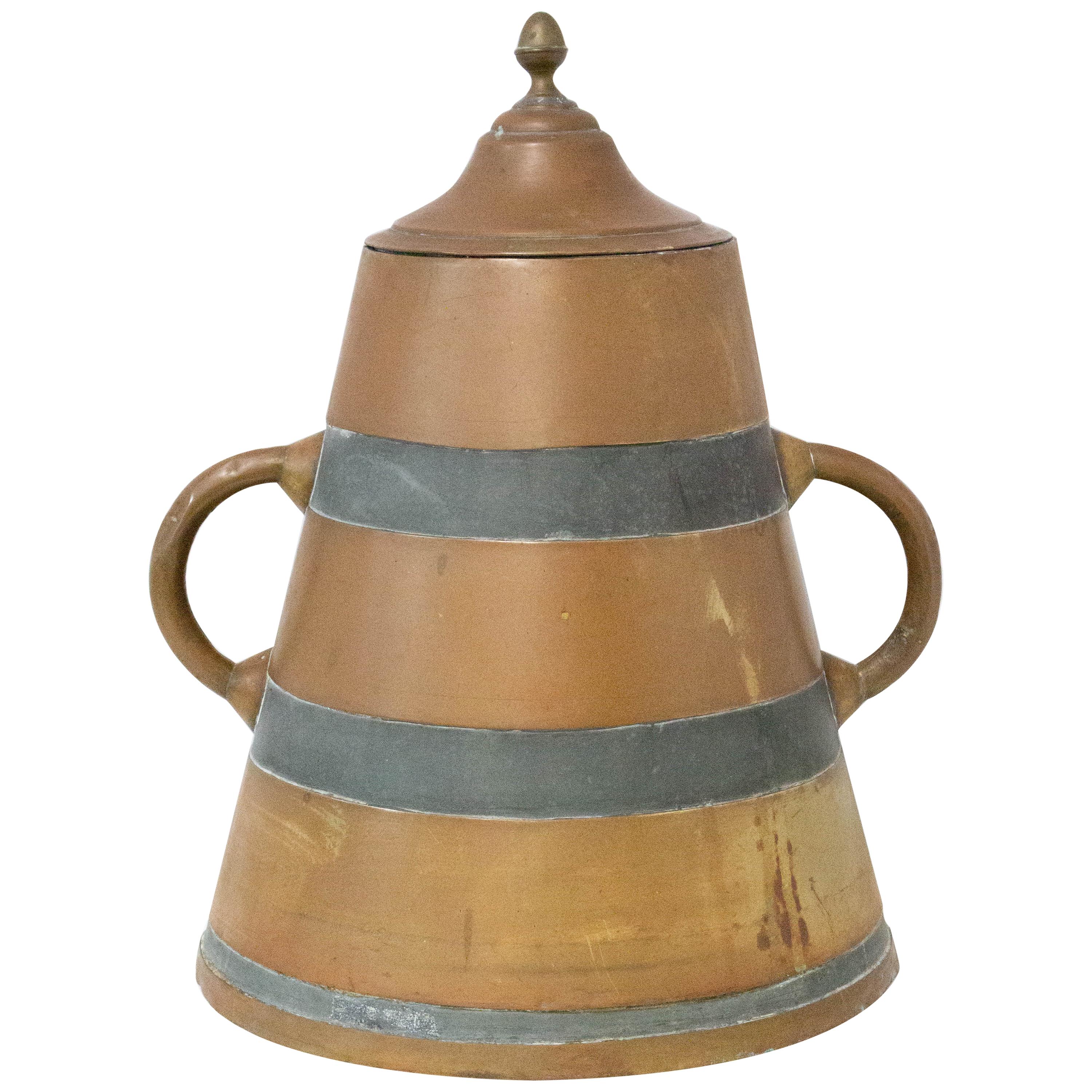 Decorative French Basque Water Holder Zinc and Copper Herrade, 19th Century For Sale