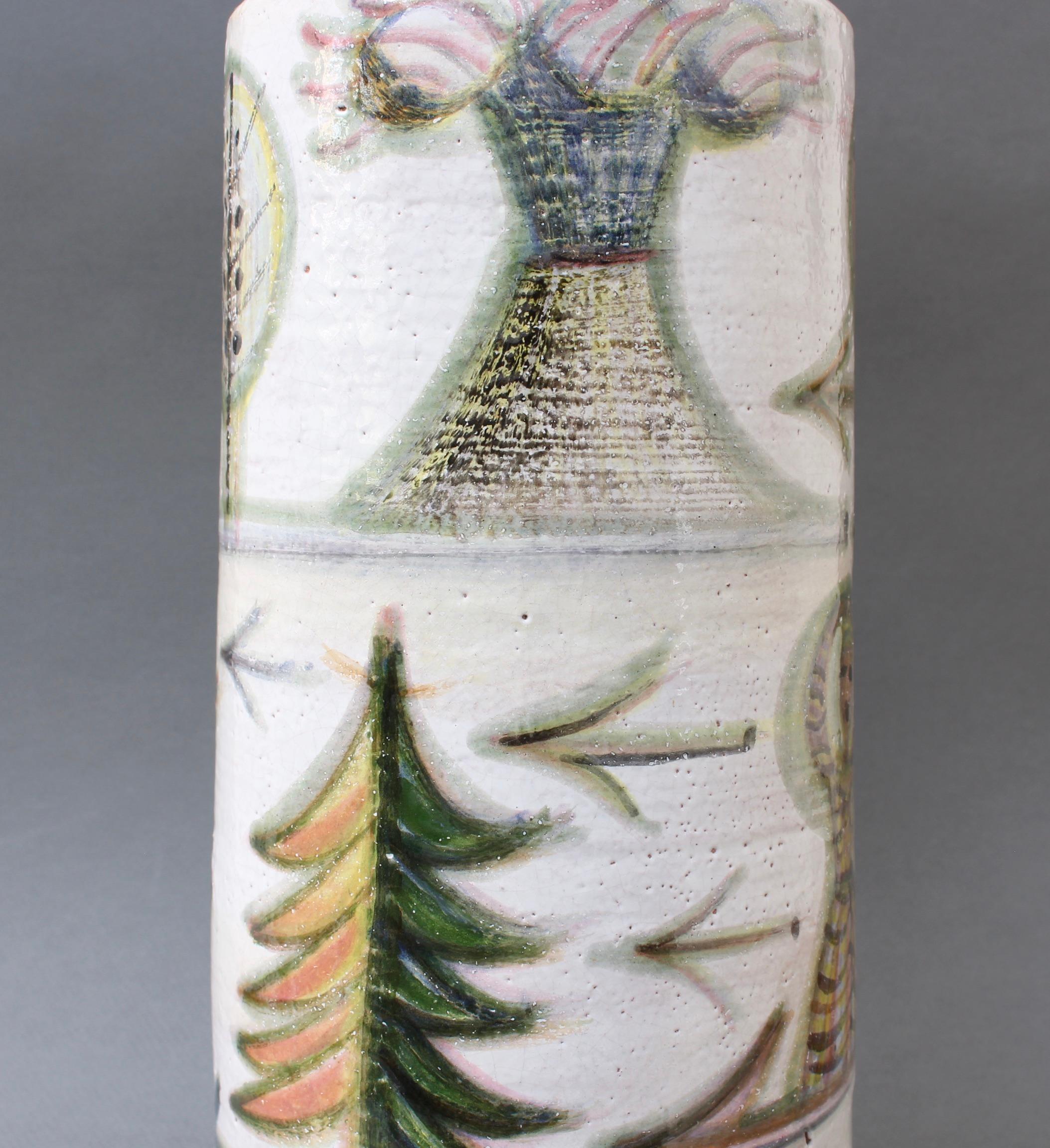 Decorative French Ceramic Bottle-Shaped Vase by David Sol, circa 1950s 5