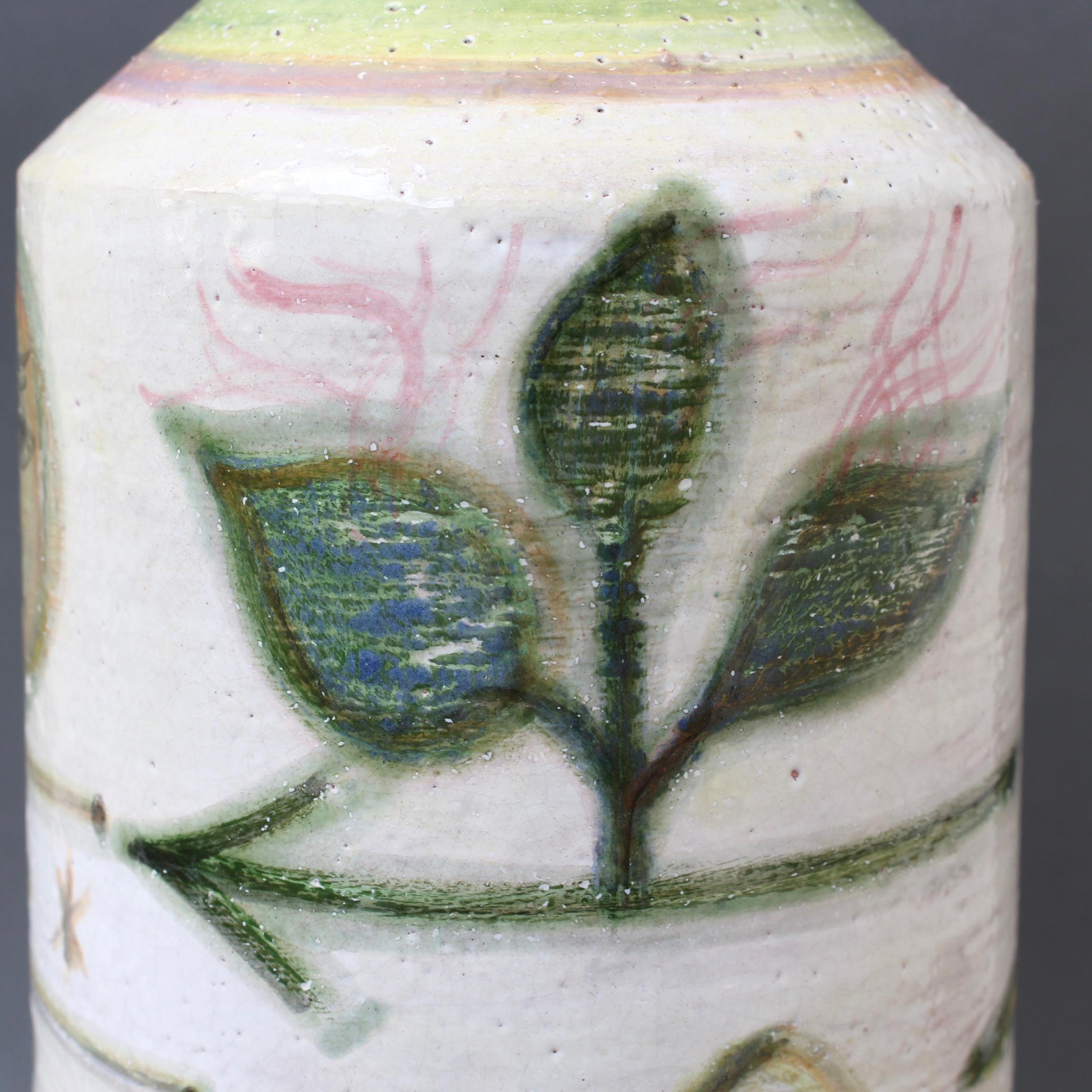 Decorative French Ceramic Bottle-Shaped Vase by David Sol, circa 1950s 9