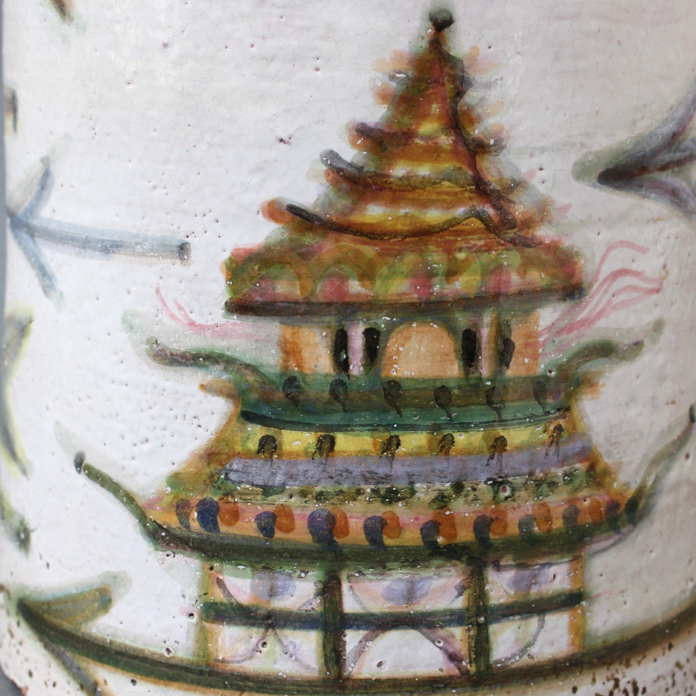 Decorative French Ceramic Bottle-Shaped Vase by David Sol, circa 1950s 11
