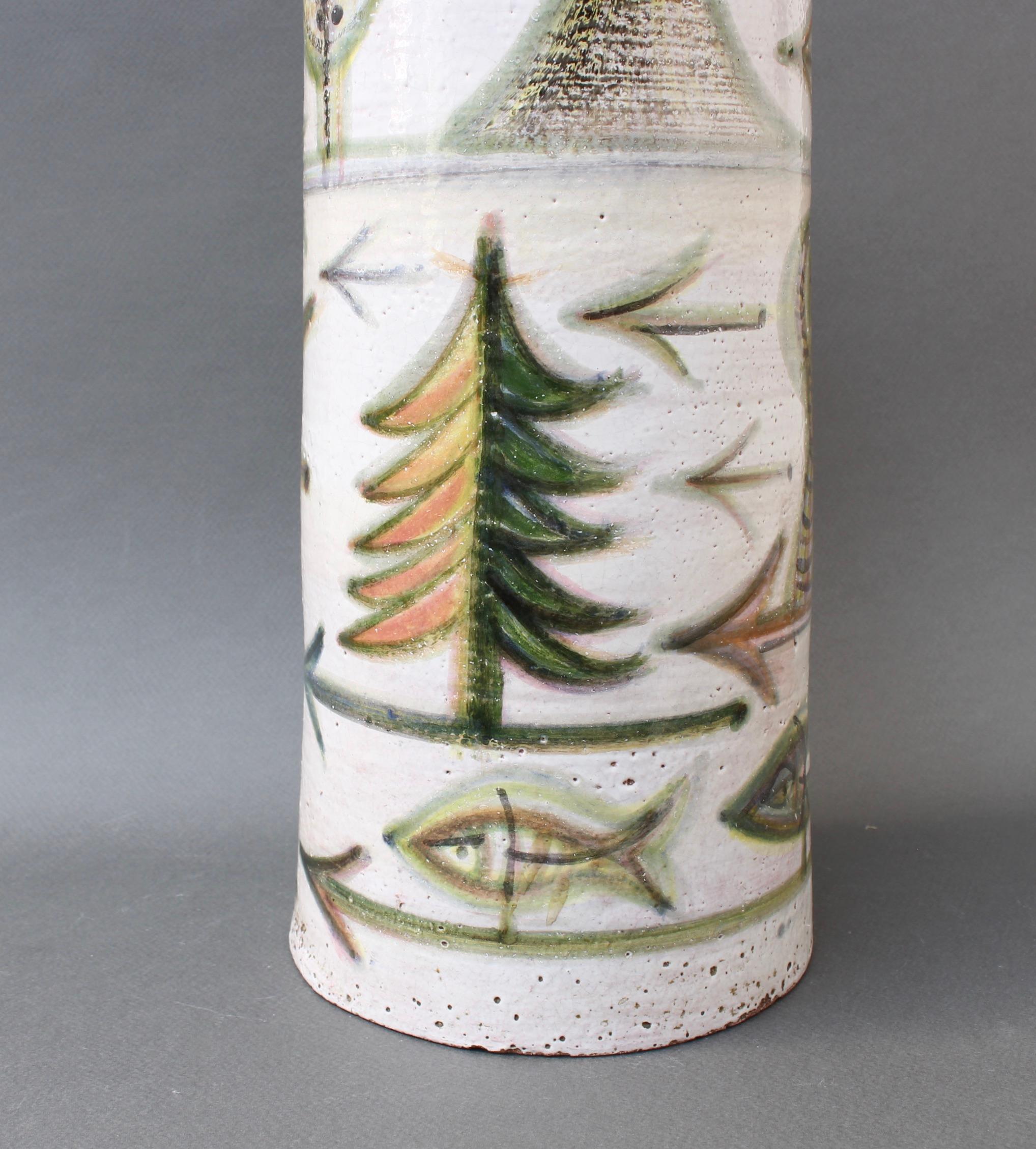 Mid-20th Century Decorative French Ceramic Bottle-Shaped Vase by David Sol, circa 1950s