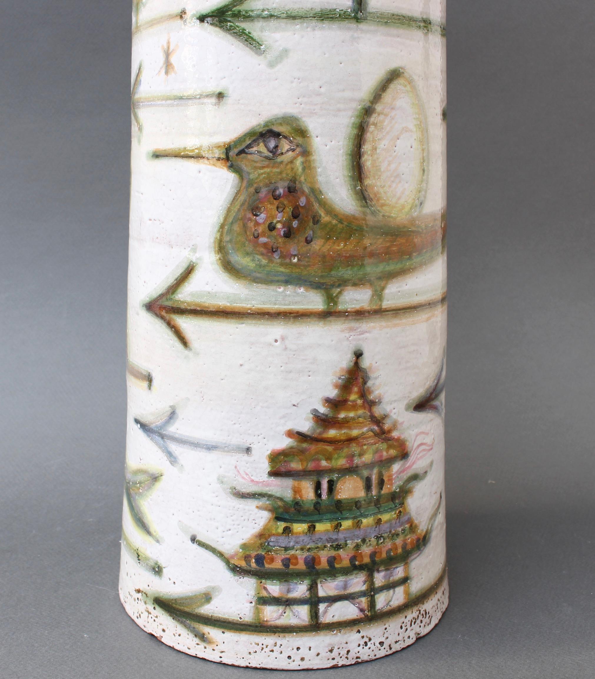 Decorative French Ceramic Bottle-Shaped Vase by David Sol, circa 1950s 2