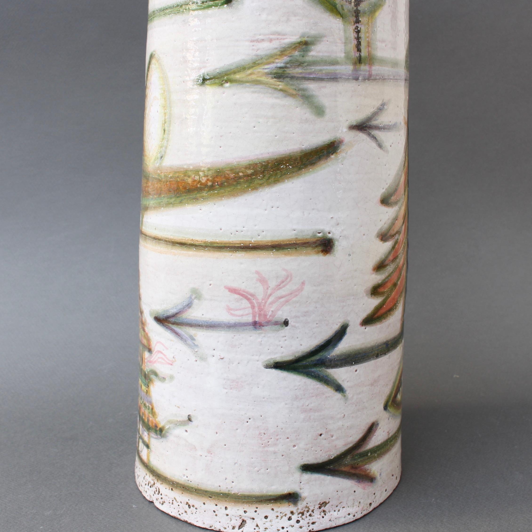Decorative French Ceramic Bottle-Shaped Vase by David Sol, circa 1950s 3