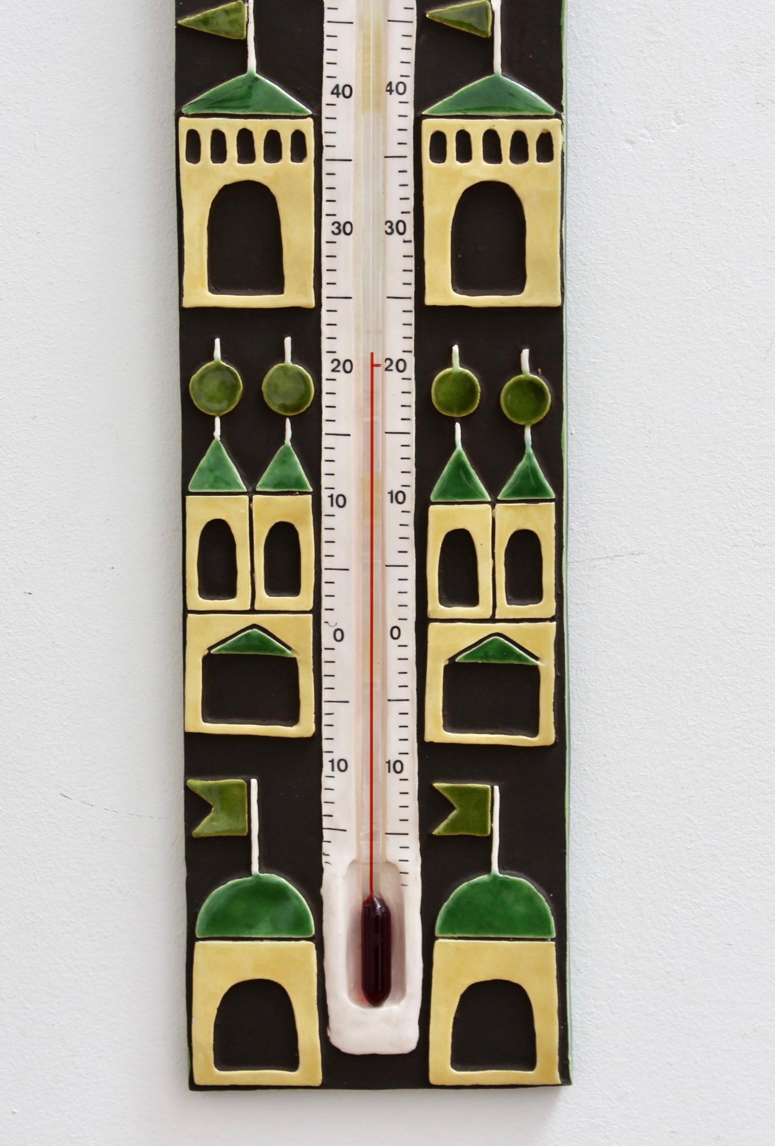 Mid-20th Century Decorative French Ceramic Thermometer by Mithê Espelt (circa 1960s) For Sale