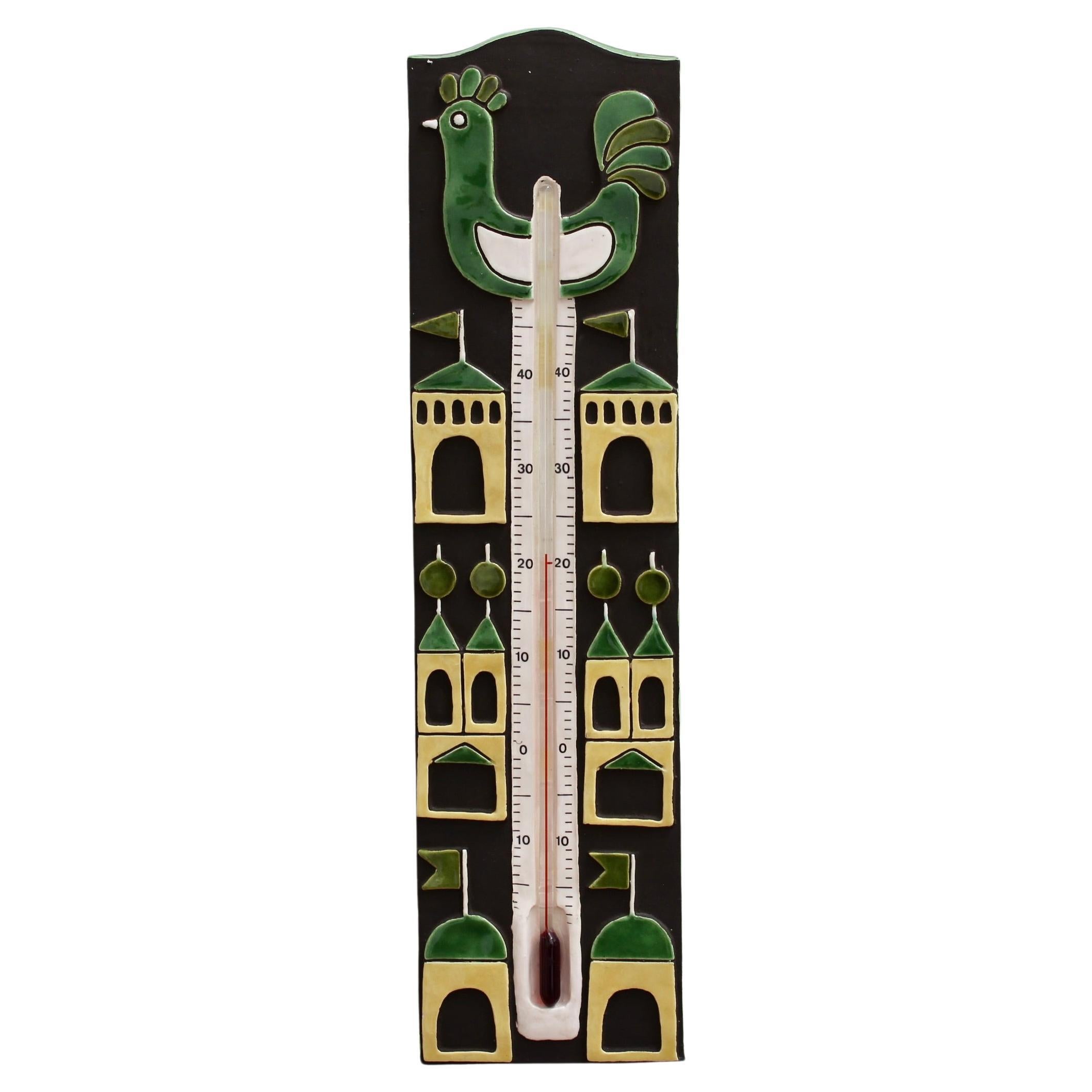 Decorative French Ceramic Thermometer by Mithê Espelt (circa 1960s) For Sale