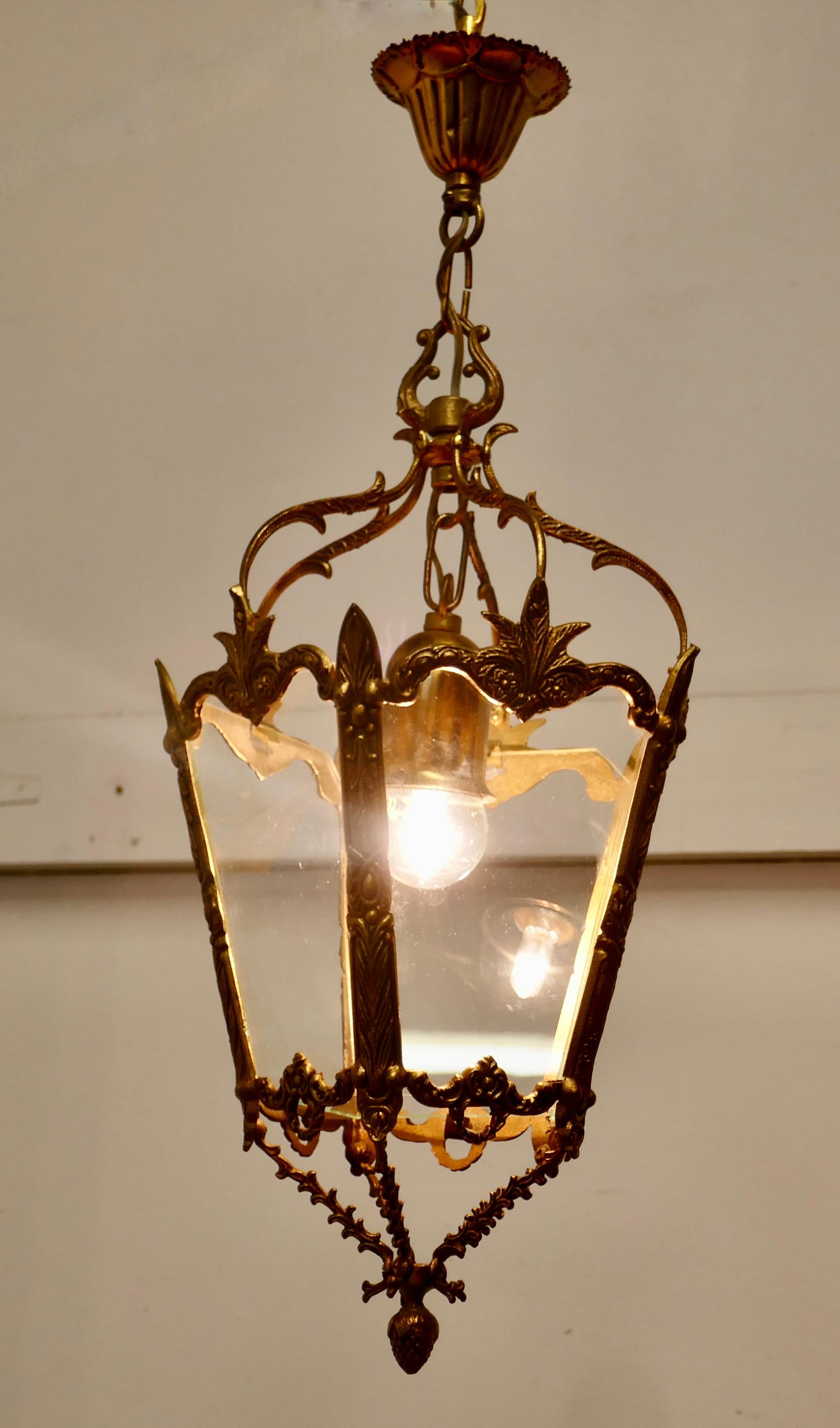 Baroque Decorative French Gilt Brass Lantern Pendant Light