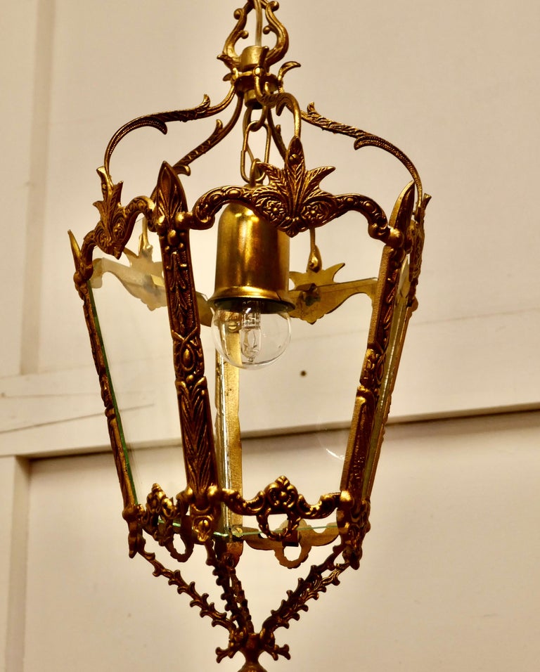 Decorative French Gilt Brass Lantern Pendant Light For Sale at 1stDibs