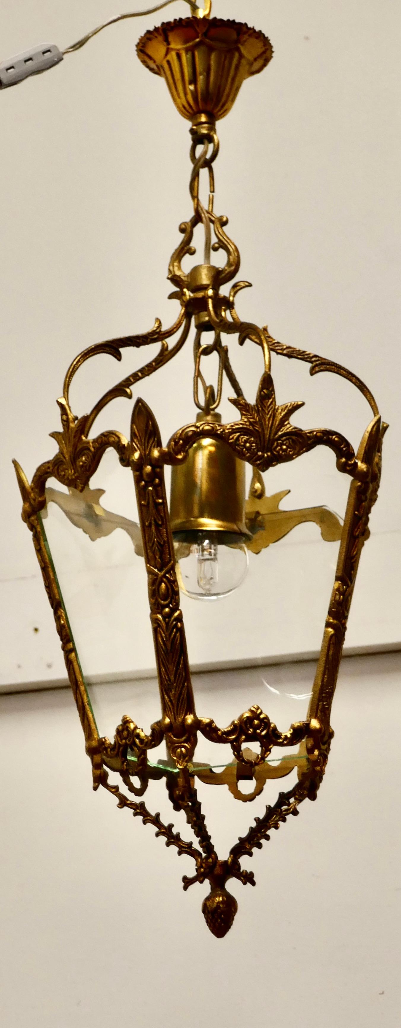 Decorative French Gilt Brass Lantern Pendant Light 2