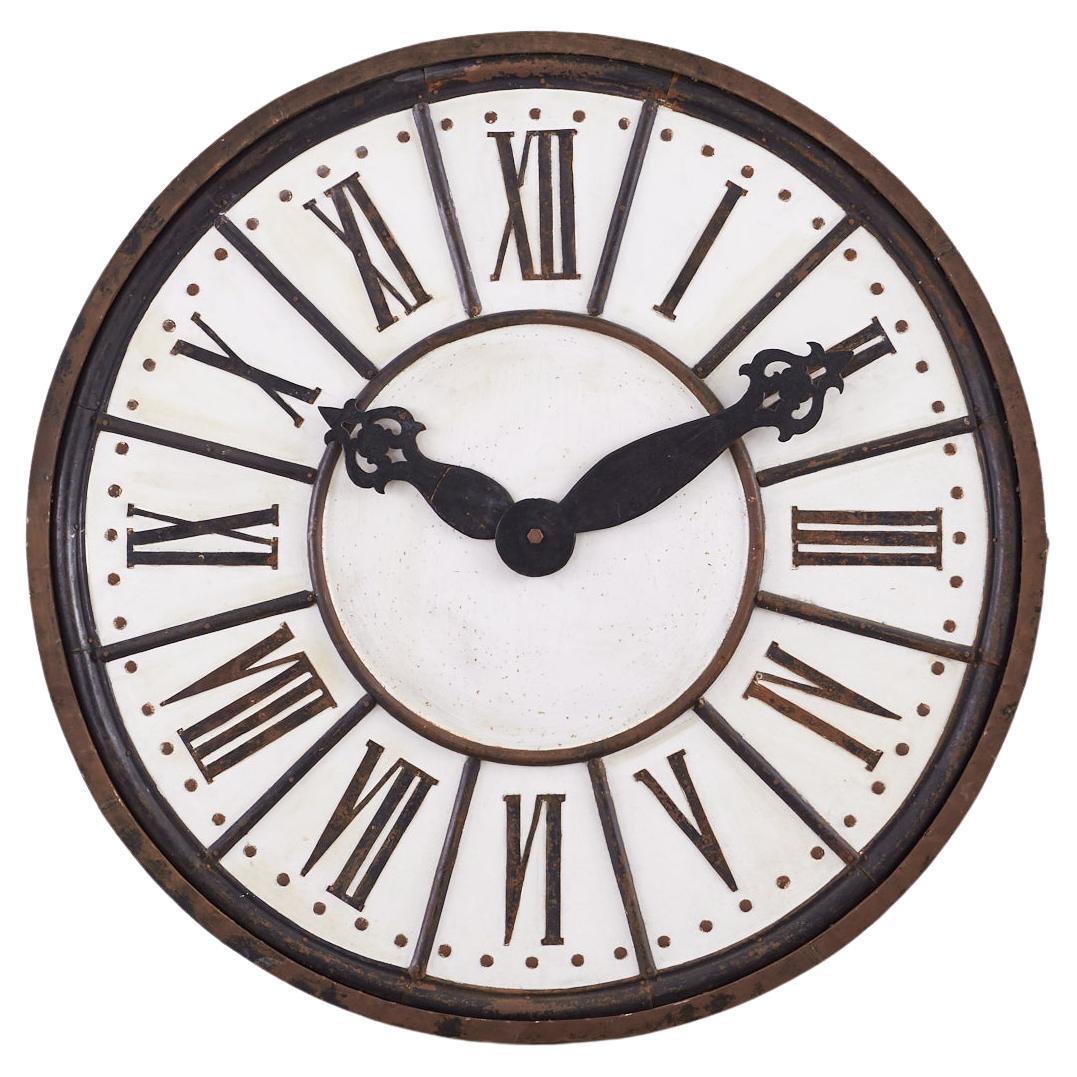 Decorative French Painted Tole and Iron Clock Face For Sale