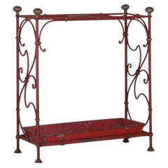 Paragüero Decorativo Francés Parisino Chic de Hierro Forjado Pintado de Rojo
