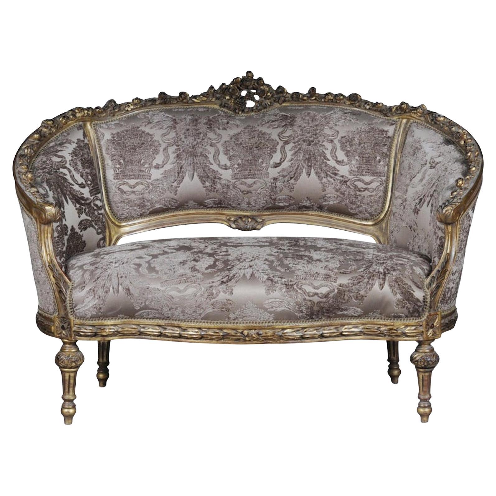 Divano decorativo francese, canapè in Louis Seize in vendita