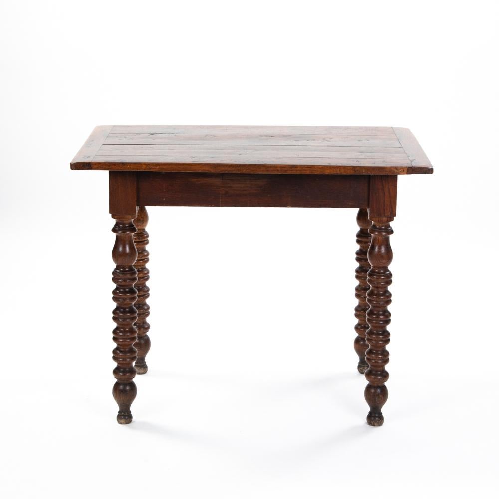 Decorative French Table, Desk Oak Wood with Turned Legs, French 19th Century In Good Condition For Sale In Salzburg, AT