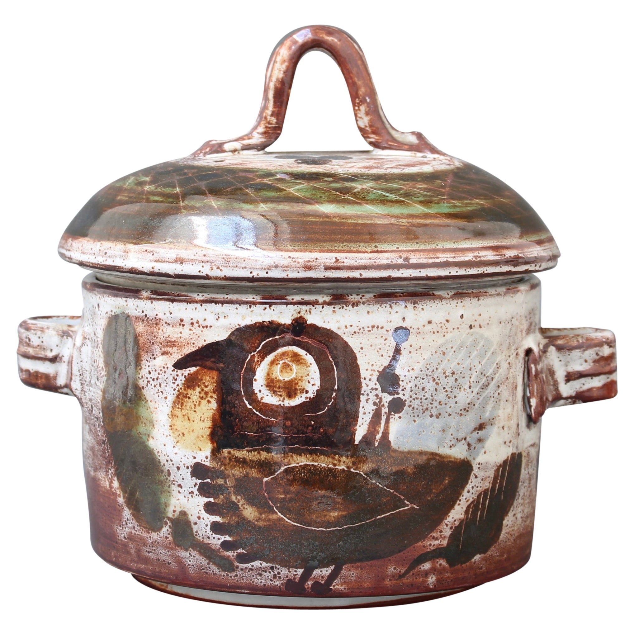 Decorative French Vintage Ceramic Pot with Lid by Michel Barbier, 'circa 1960s'