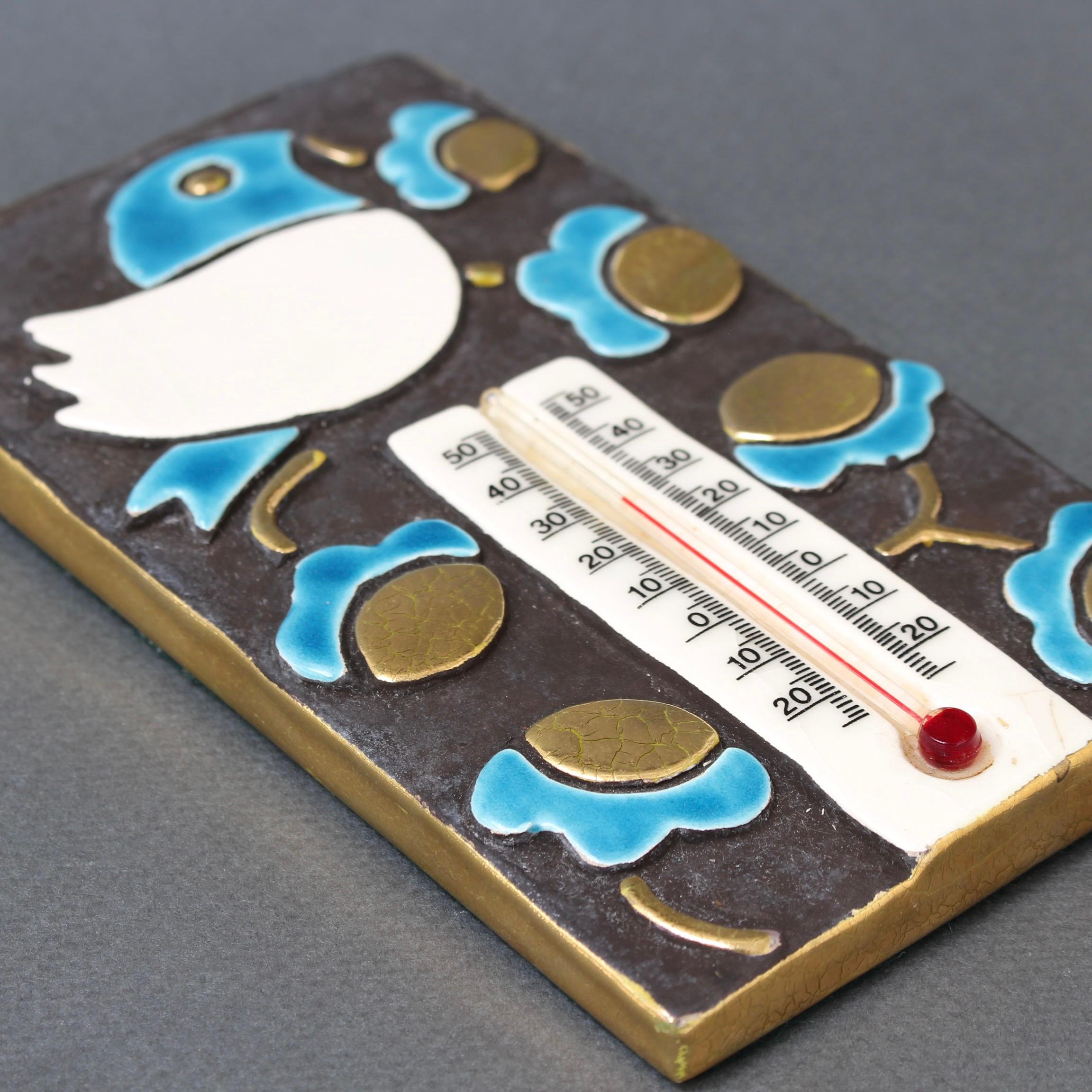 Dekorativer französischer Vintage-Keramik Thermometer und Gehäuse von Mith Espelt im Angebot 13