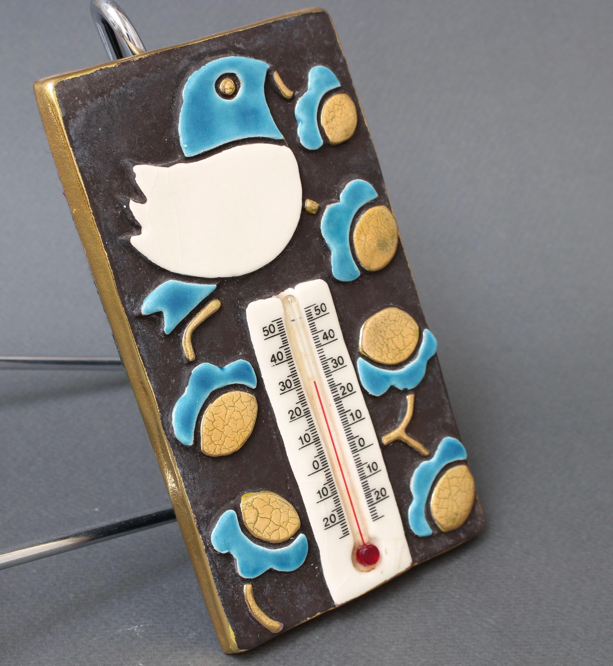 Decorative French Vintage Ceramic Thermometer and Casing by Mithé Espelt For Sale 12