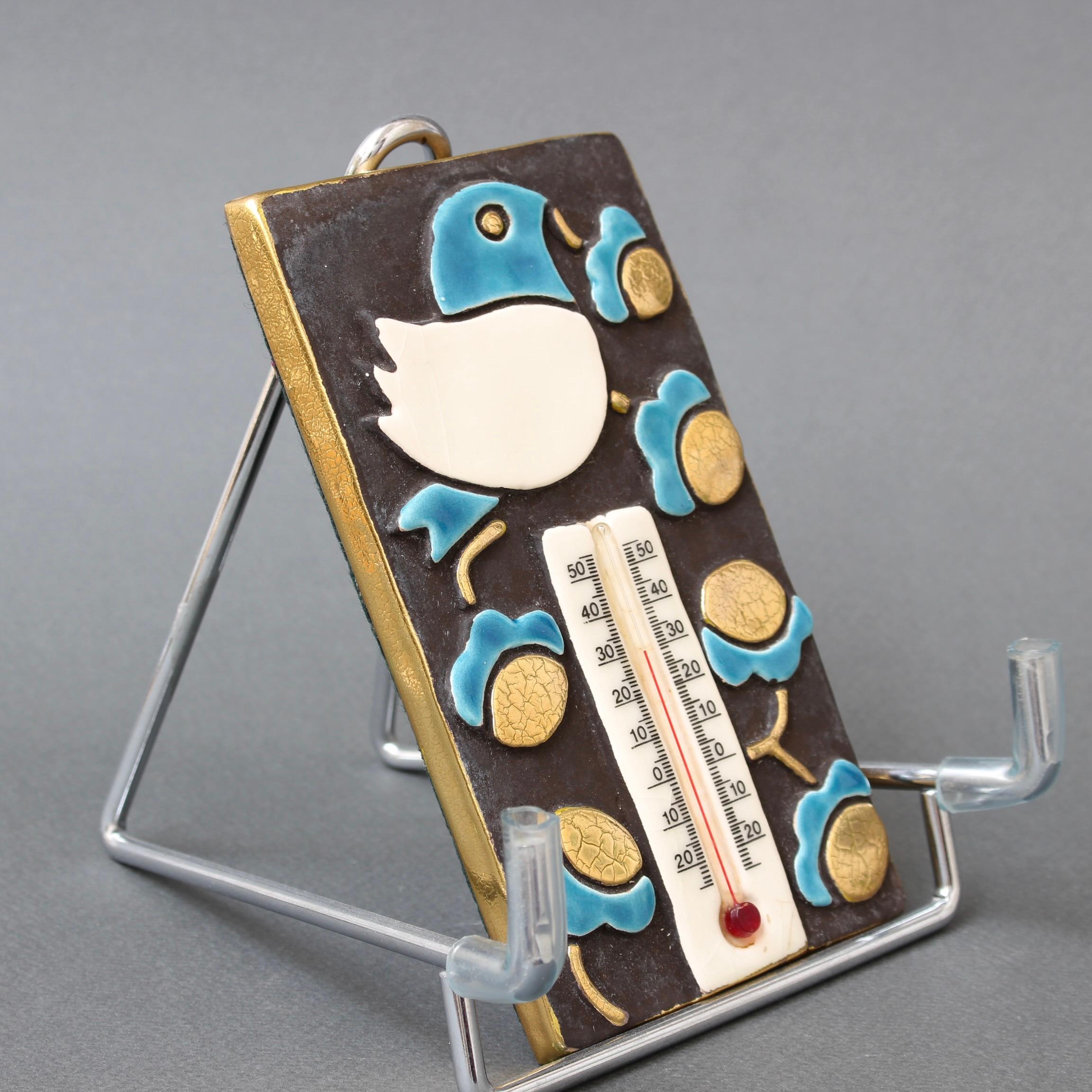 Decorative French Vintage Ceramic Thermometer and Casing by Mithé Espelt In Good Condition For Sale In London, GB