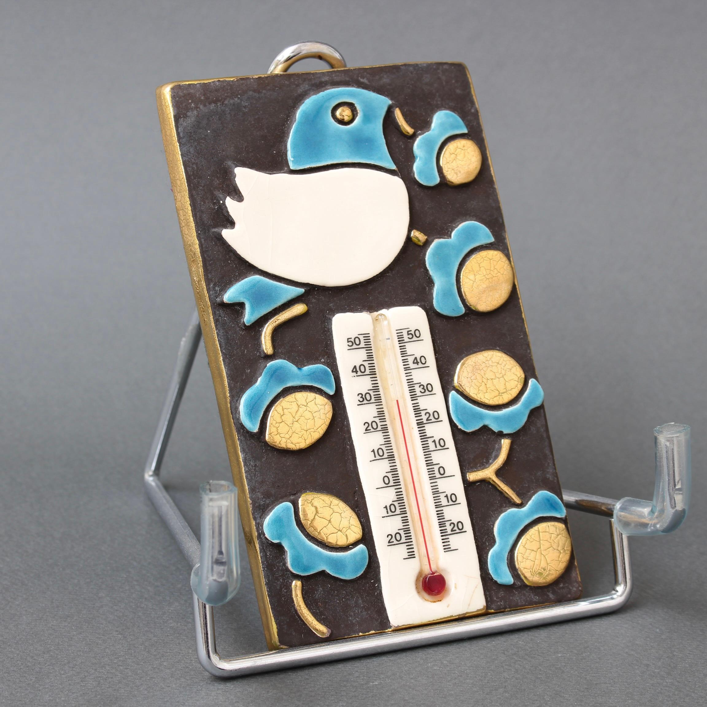 Mid-20th Century Decorative French Vintage Ceramic Thermometer and Casing by Mithé Espelt For Sale