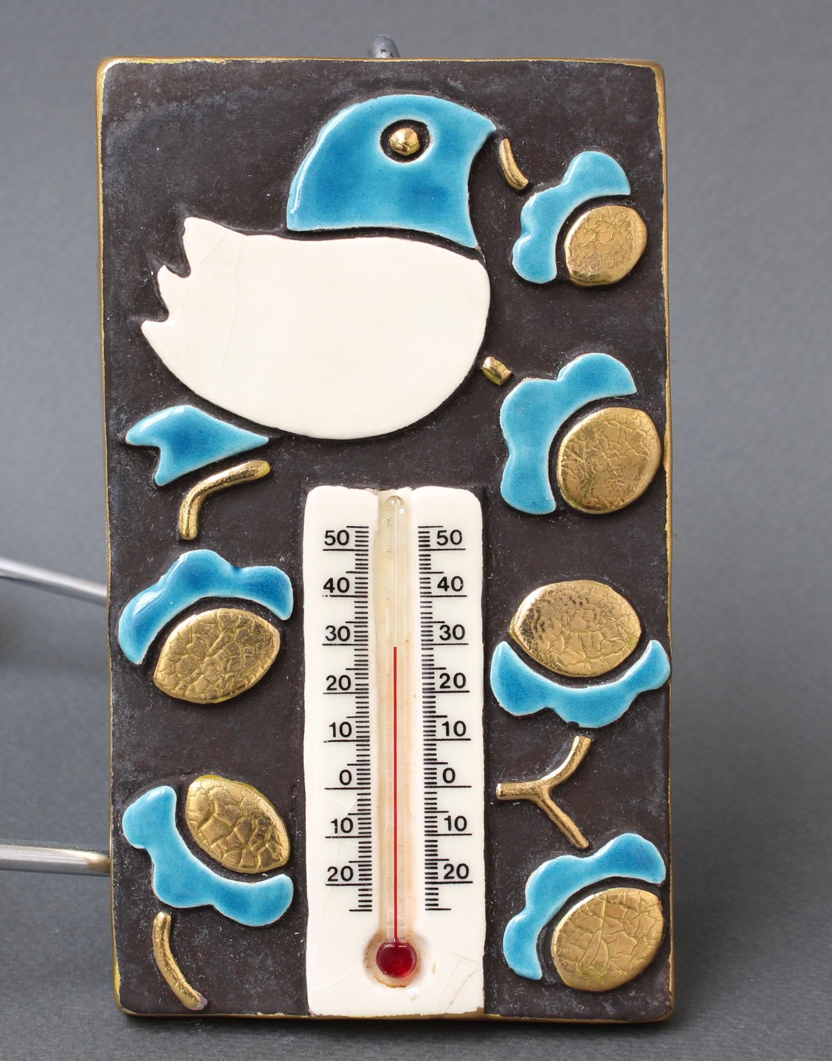 Dekorativer französischer Vintage-Keramik Thermometer und Gehäuse von Mith Espelt im Angebot 4
