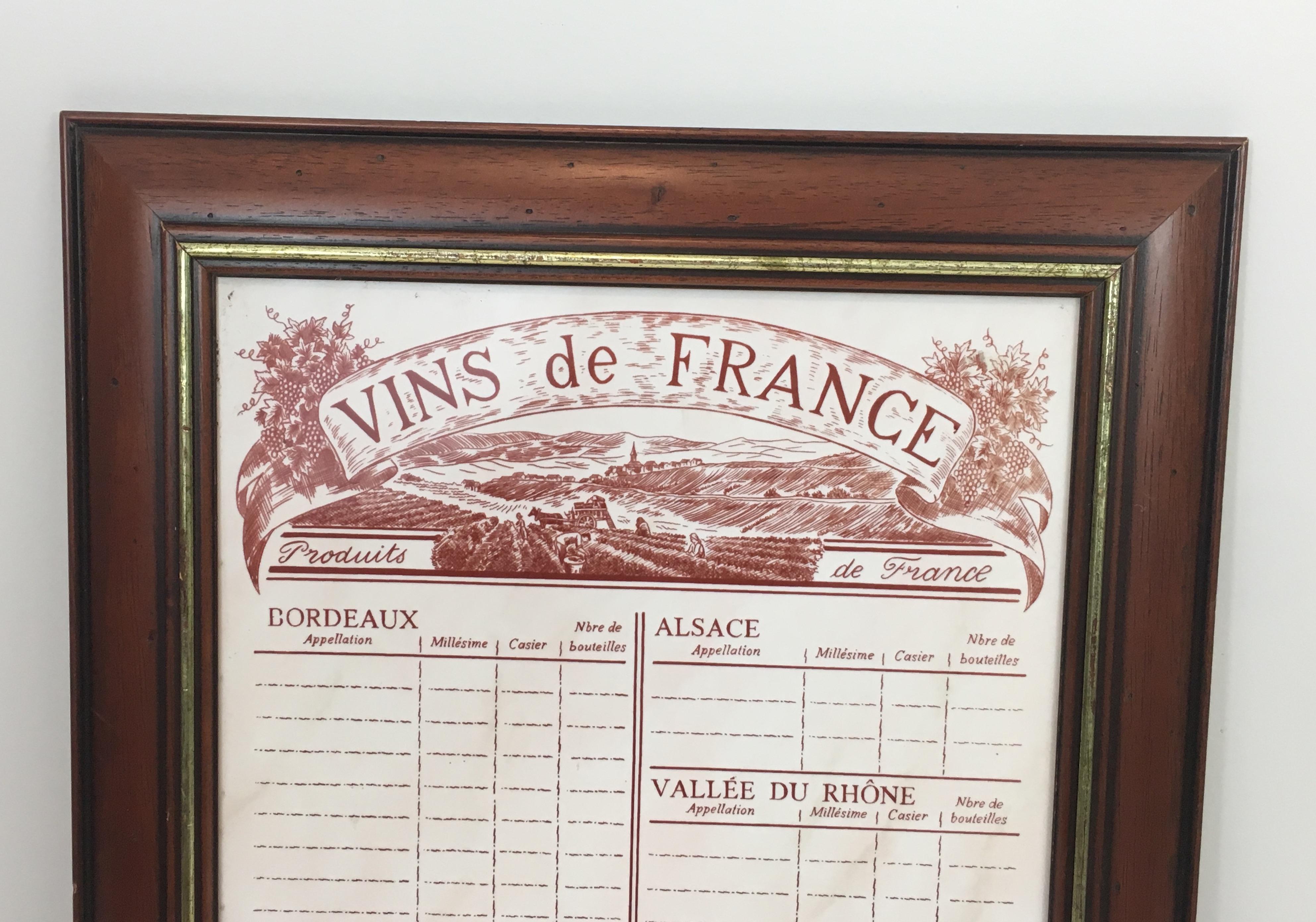 Mid-Century Modern Decorative French Wine Menu, French, circa 1970 For Sale