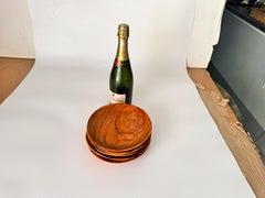 Decorative French Wood Plates Old Patina Circa 1960 Set of 5