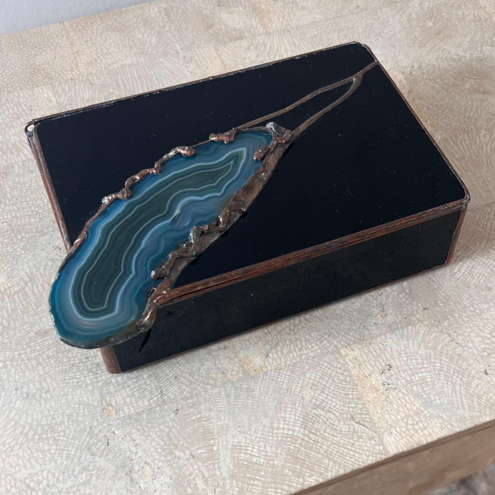 Joyero decorativo de geoda y cristal negro de Don Drumm, finales del siglo XX Estadounidense en venta