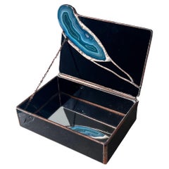 Decorative geode and black glass jewelry box by Don Drumm, late 20th century 