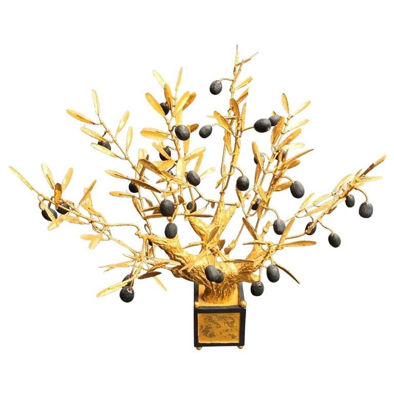 Decorative Gilded Bonzai Olive Tree Small For Sale