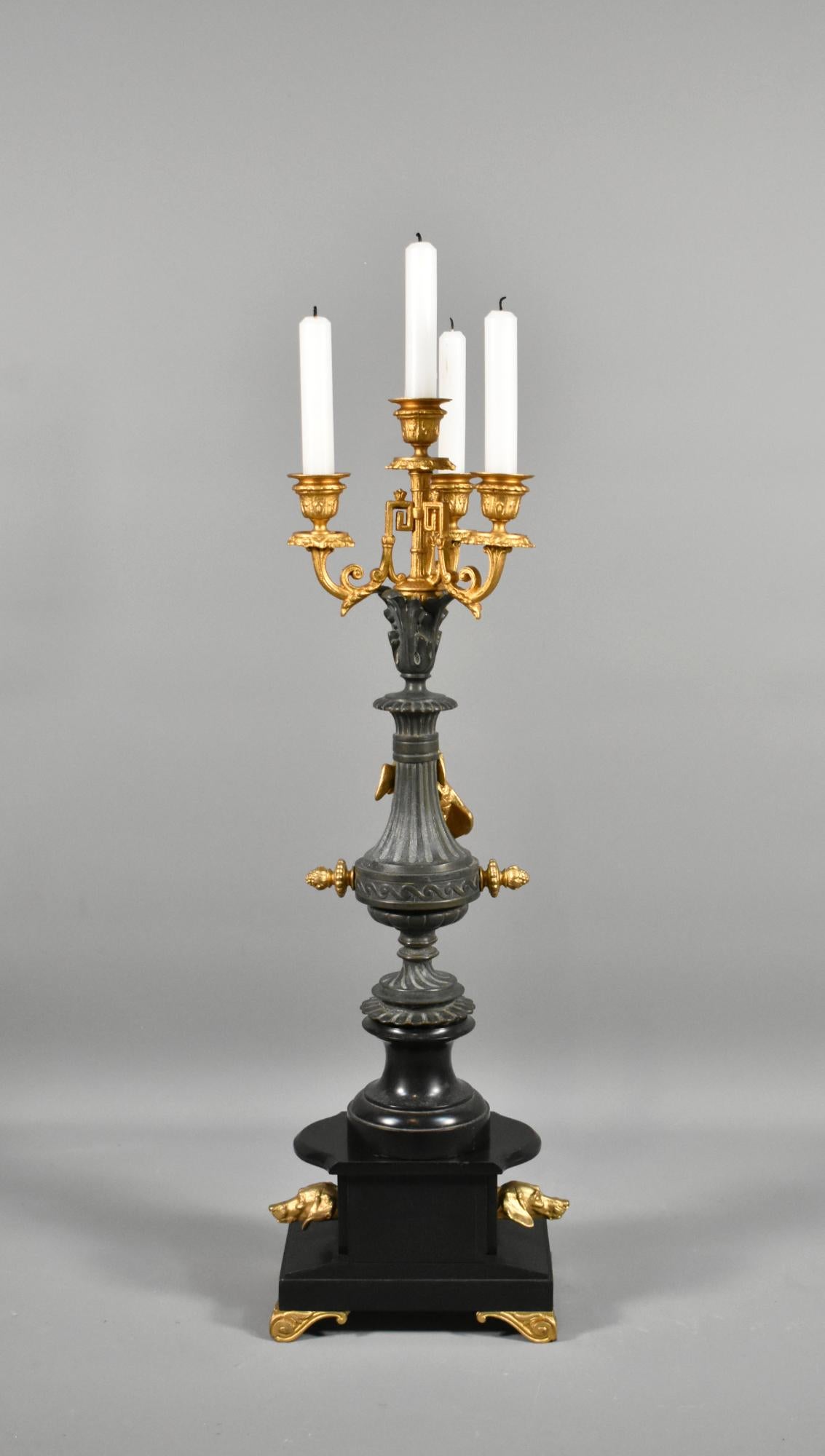 Candelabro decorativo dorato e in ardesia Napoleone III in vendita 4
