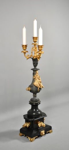 Decorative Gilt and Slate Candelabra Napoleon III