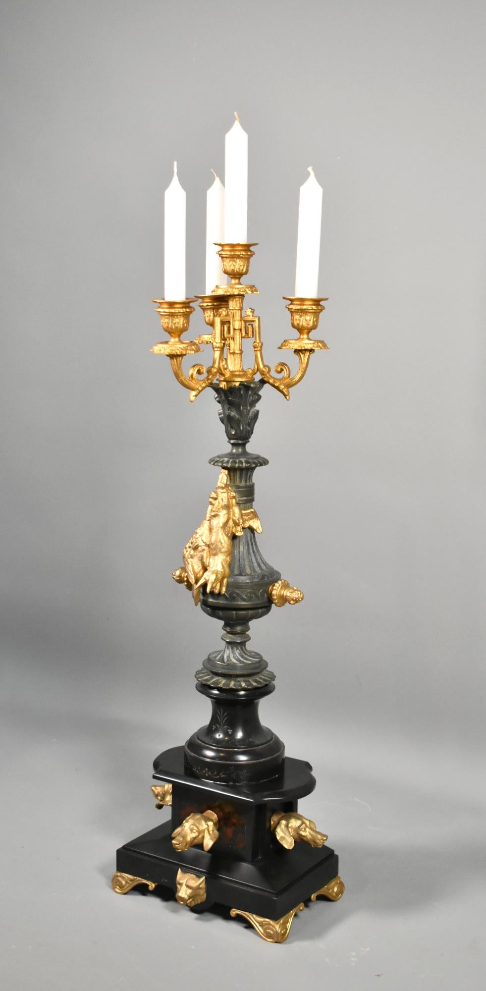 Francese Candelabro decorativo dorato e in ardesia Napoleone III in vendita
